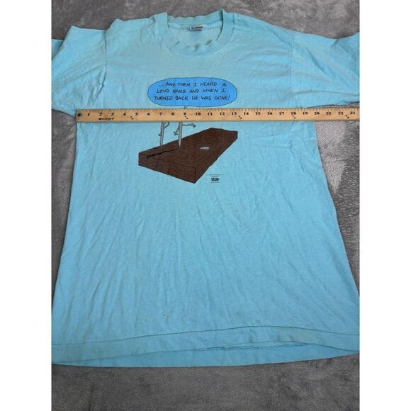 Vintage 80s Construction Comedy Short Sleeve T Shirt Men's Size Large Blue - Picture 7 of 10